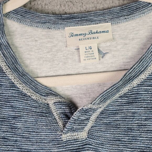 Tommy Bahama Fortuna Flip Abaco Mens Blue Large Reversible Pullover Logo Cotton - Picture 12 of 16